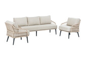 Isabel Loungeset | 3-persoons Loungebank + 2 Loungestoelen | Sand | Rope