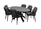 7-delige tuinset | 6 Isabel tuinstoelen| 220cm ovale Cyprus tuintafel