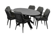 7-delige tuinset | 6 Isabel tuinstoelen| 220cm ovale Cyprus tuintafel