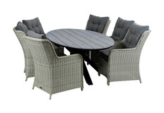 7-delige tuinset | 6 Dublin tuinstoelen | 220cm ovale Cyprus tuintafel