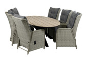 7-delige tuinset | 6 Dublin verstelbare stoelen | 220cm ovale Cyprus tuintafel