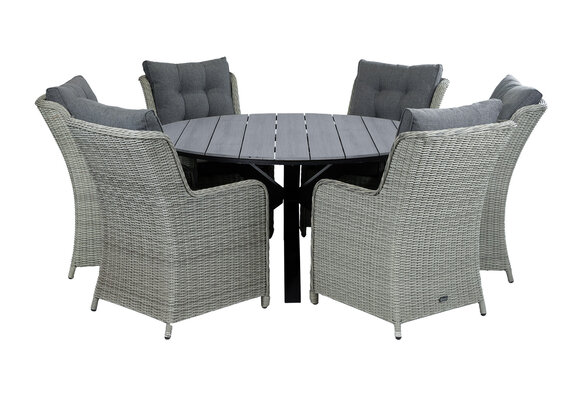 7-delige ronde tuinset | 6 Dublin tuinstoelen (MG) | ⌀150cm Cyprus tuintafel (Grey)