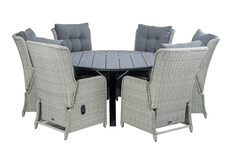 7-delige ronde tuinset | 6 Dublin verstelbare stoelen | ⌀150cm Cyprus tuintafel
