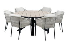 7-delige ronde tuinset | 6 Elvira tuinstoelen | Tuintafel Cyprus ø150cm