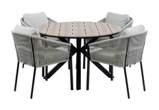 5-delige ronde tuinset | 4 Elvira tuinstoelen | Tuintafel Cyprus ø120cm