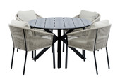 5-Delige ronde tuinset | 4 Elvira tuinstoelen | Tuintafel Cyprus ø120cm