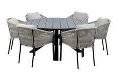 7-Delige ronde tuinset | 6 Tuinstoelen Elvira | Tuintafel Cyprus ø150cm