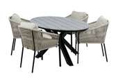 5-Delige tuinset | 4 Elvira tuinstoelen | 180cm ovale tuintafel Cyprus
