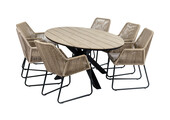 7-delige tuinset | 6 Mona tuinstoelen | 220cm ovale Cyprus tuintafel