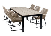 7-delige tuinset | 6 Mona tuinstoelen | 225cm Cyprus tuintafel