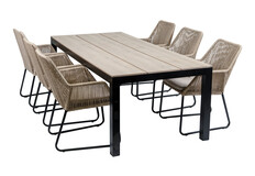 7-delige tuinset | 6 Mona tuinstoelen | 225cm Cyprus tuintafel