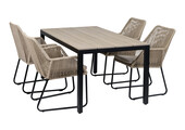 5-delige tuinset | 4 Mona tuinstoelen | 160cm Cyprus tuintafel
