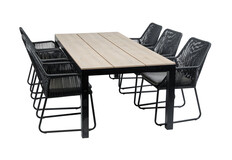 7-delige tuinset | 6 Mona tuinstoelen | 225cm Cyprus tuintafel