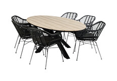 7-delige tuinset | 6 Oslo dining tuinstoelen | 220cm ovale Cyprus tuintafel