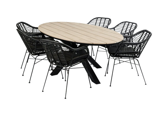 7-delige tuinset | 6 Oslo dining tuinstoelen | 220cm ovale Cyprus tuintafel