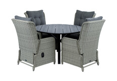 5-delige ronde tuinset | 4 Dublin verstelbare stoelen | ⌀120cm Cyprus tuintafel