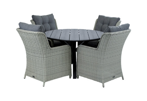 5-delige ronde tuinset | 4 Dublin tuinstoelen (MG) | ⌀120cm Cyprus tuintafel (Grey)