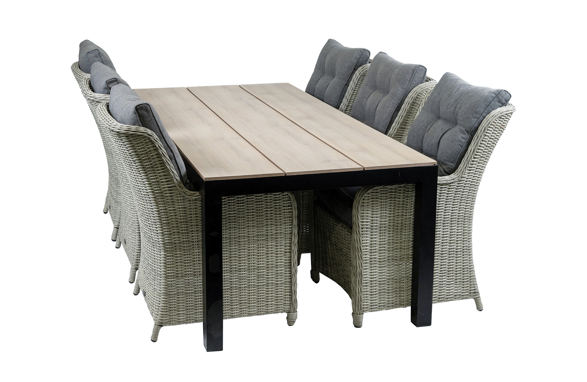 4 Seizoenen Tuinmeubelen 7-delige tuinset | 6 Dublin tuinstoelen (MG) | 225cm Cyprus tuintafel (Wood)