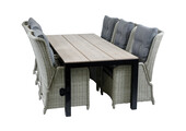 7-delige tuinset | 6 Dublin verstelbare stoelen | 225cm Cyprus tuintafel