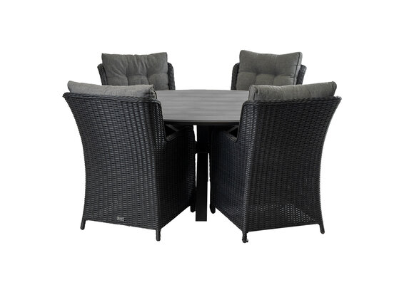 5-delige tuinset | 4 Dublin tuinstoelen (BL) | 180cm ovale Cyprus tuintafel (Grey)