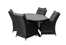 5-delige tuinset | 4 Dublin tuinstoelen (BL) | 180cm ovale Cyprus tuintafel (Grey)