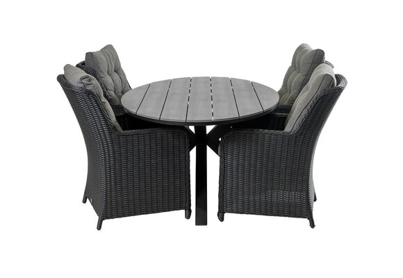 5-delige tuinset | 4 Dublin tuinstoelen (BL) | 180cm ovale Cyprus tuintafel (Grey)