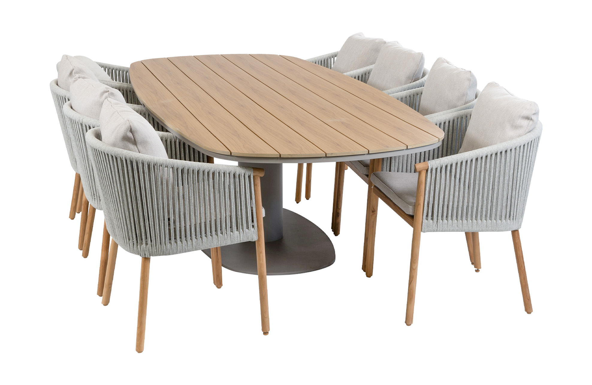 Normin 9-delige tuinset | 8 Es Vedra tuinstoelen (Teakhout) | Tuintafel Tower 260cm  (Camel)