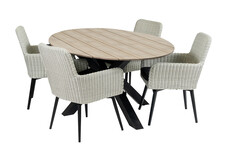 5-delige tuinset | 4 Pisa tuinstoelen | 180cm ovale Cyprus tuintafel
