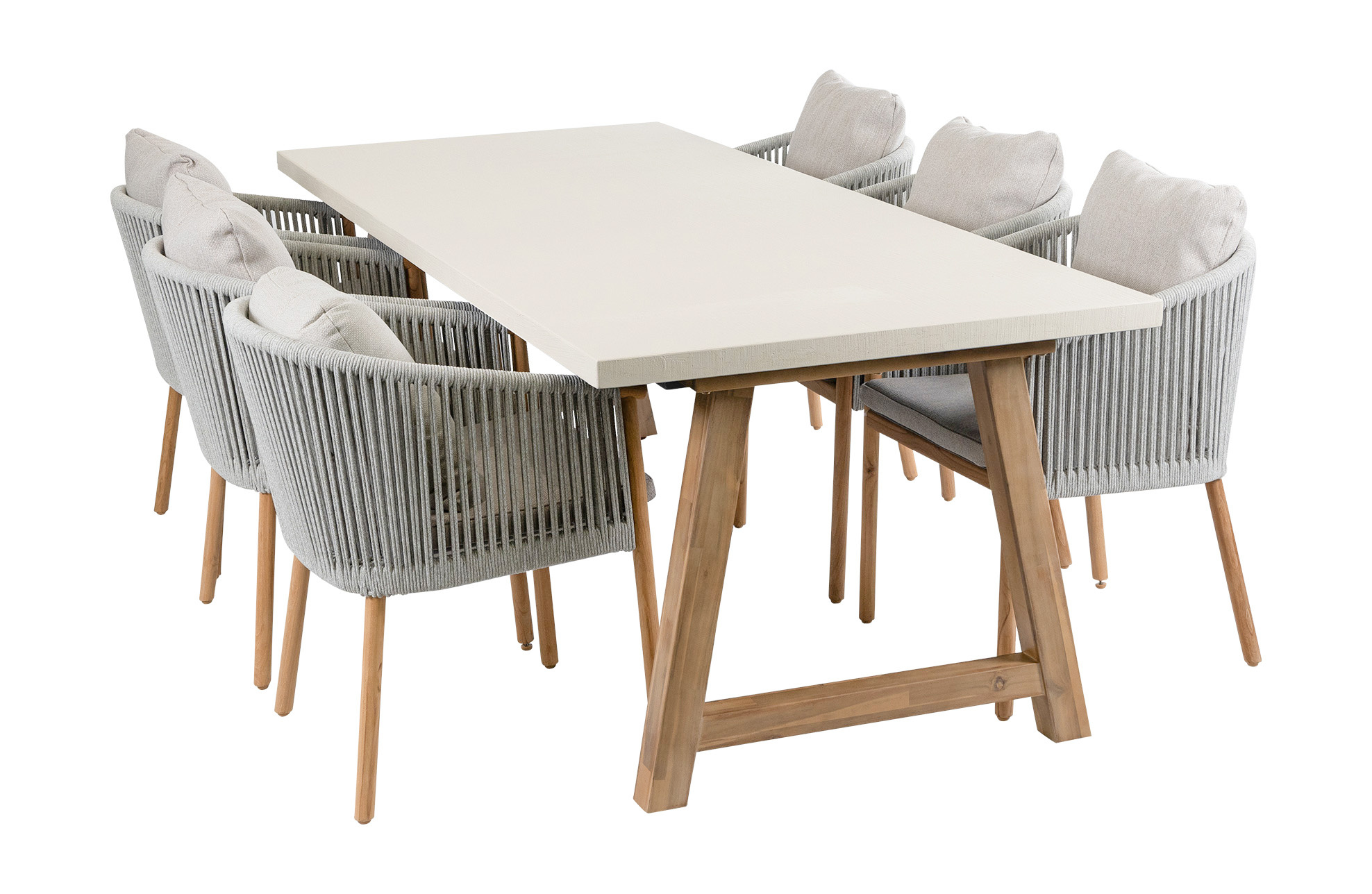 Normin 7-delige tuinset | 6 Es Vedra tuinstoelen (Teakhout) | Tuintafel Rock 235x95cm (Sand)