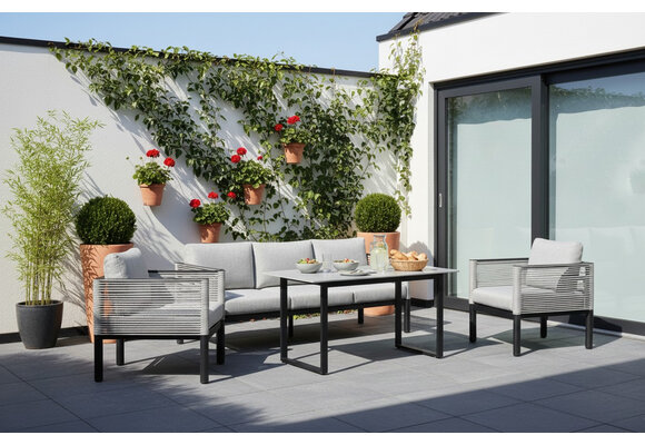 Stoel-Bank Lounge Dining Set Cuba | 3-zitsbank | Black