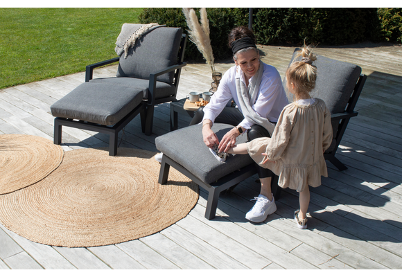 Loungestoel Bezano | Matt Black/Grey | Aluminium