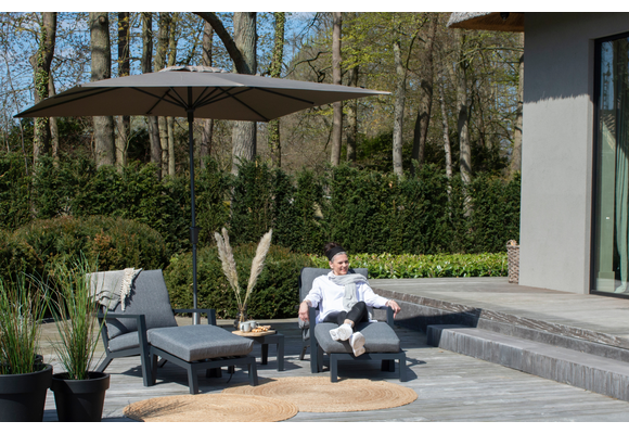 Loungestoel Bezano | Matt Black/Grey | Aluminium