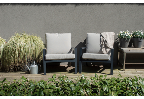 Loungestoel Bezano | Matt Black/Off White | Aluminium