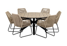 7-delige ronde tuinset | 6 Mona tuinstoelen | ⌀150cm Cyprus tuintafel