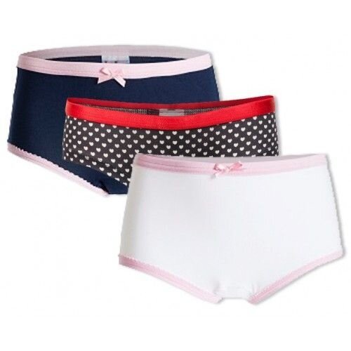 UnderWunder UnderWunder Girls set hipster + briefs, 3-pack, navy blue, white & hearts print