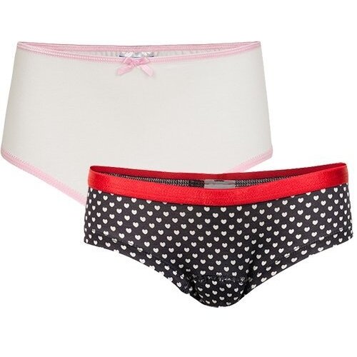 UnderWunder UnderWunder Girls set hipster + brief, 2-pack, white & hearts print