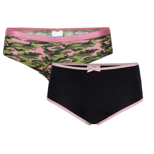 UnderWunder UnderWunder Girls set hipster + brief, 2-pack, navy blue & camouflage