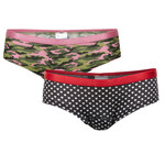 UnderWunder Girl set hipsters, 2-pack, hearts & camouflage