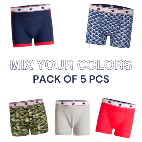 UnderWunder UnderWunder Pack of 5 boys boxers, choose the color mix yourself