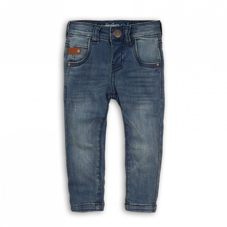 Koko Noko jongens jeans blauw met bruin label | E32806-37WHS