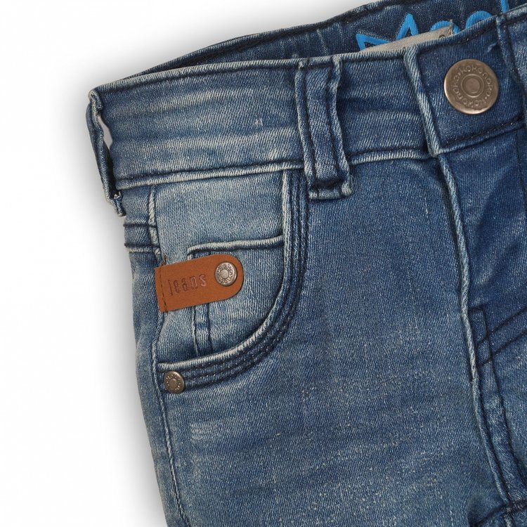 Koko Noko jongens jeans blauw met bruin label | E32806-37WHS