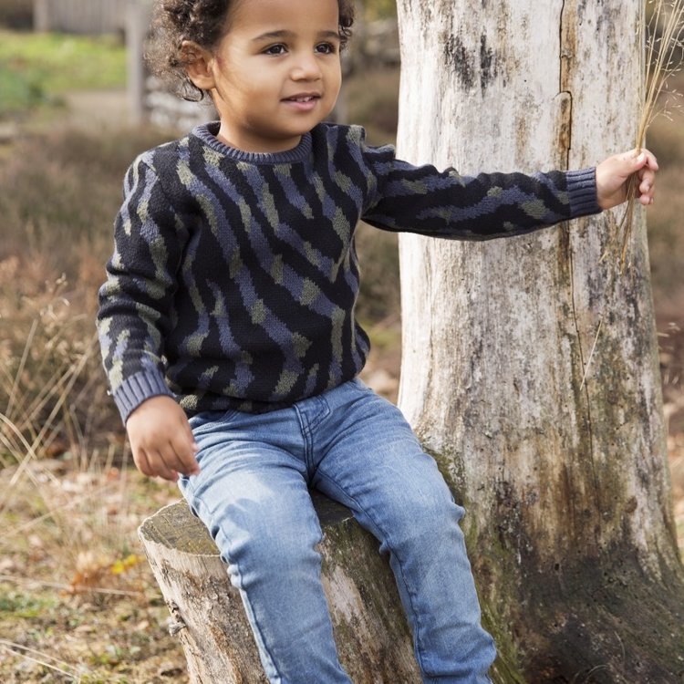 verkoper wenkbrauw Veilig Koko Noko jongens jeans blauw met bruin label | Koko Noko