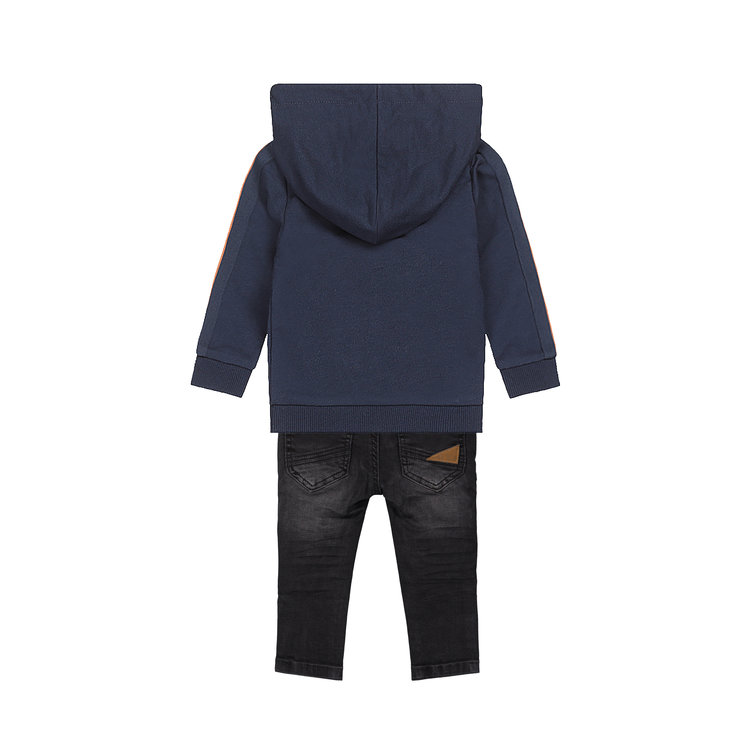 Koko Noko Jungen 2-teiliges Set blauer Pullover mit Jeans | F40878-37