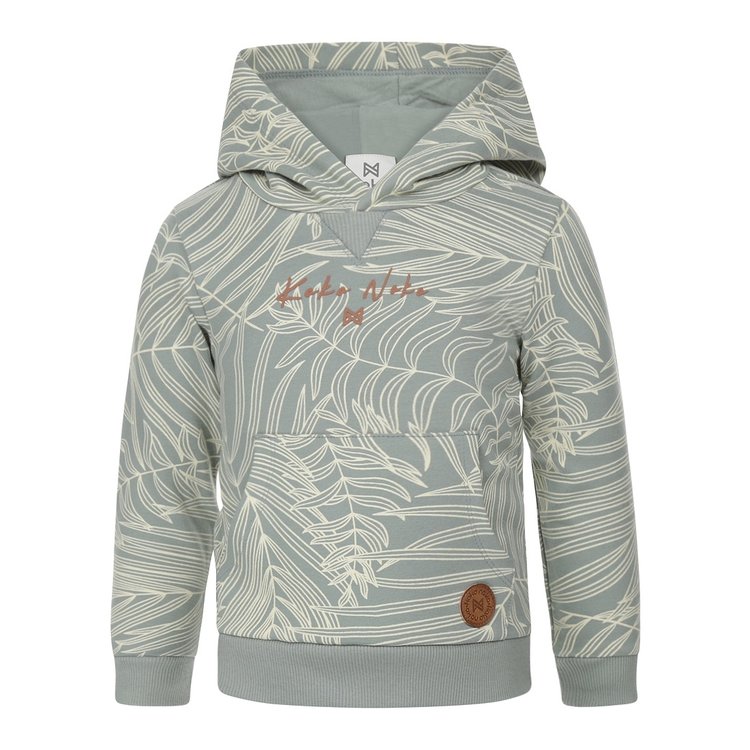 Koko Noko jongens sweater lichtgroen met capuchon palmprint | T46803-37