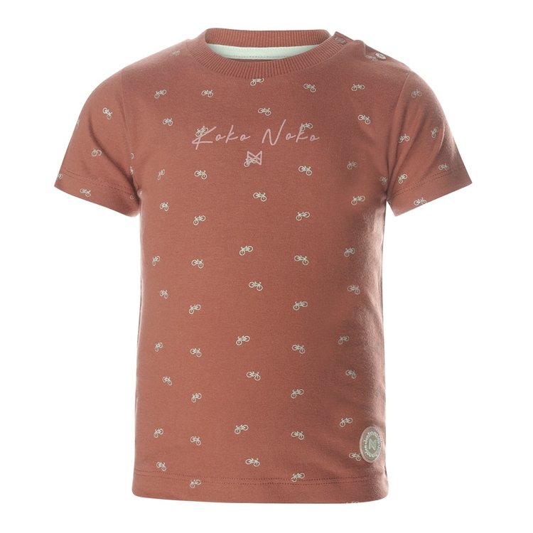 Koko Noko jongens T-shirt roestbruin met fietsen | T46805-37