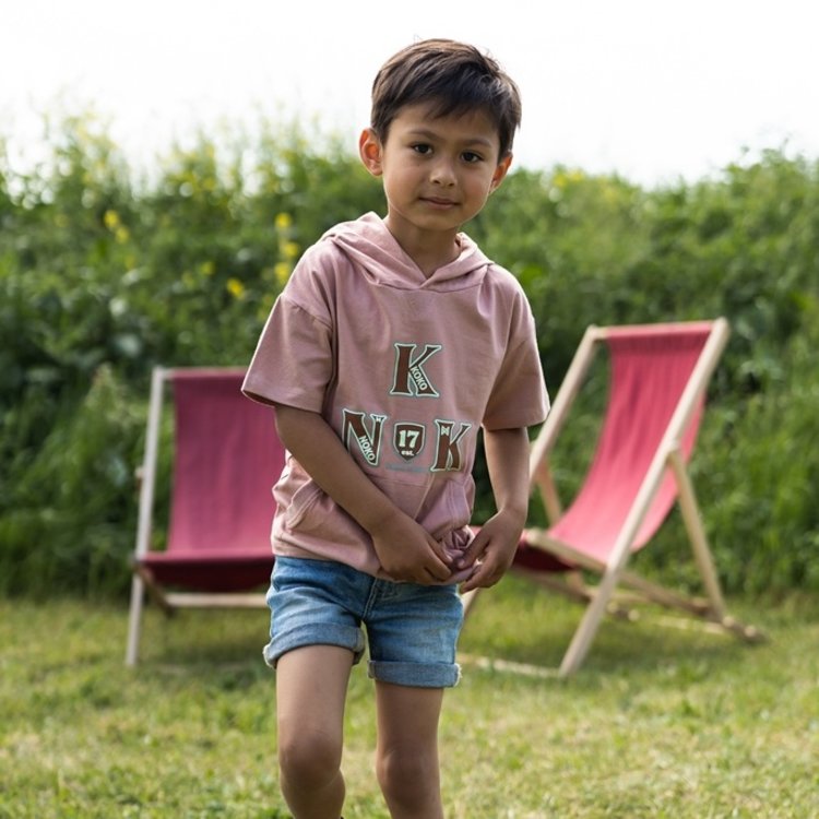 Koko Noko Jungen-T-Shirt mit Kapuze fliederfarbener Druck | T46802-37