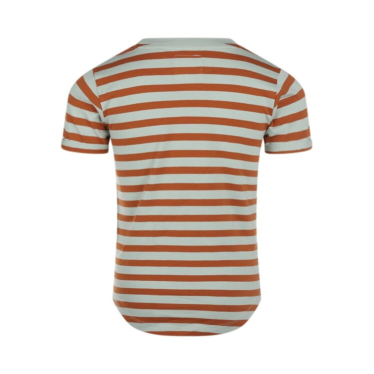 Koko Noko jongens T-shirt mintgroen cognac gestreept | R50808-37