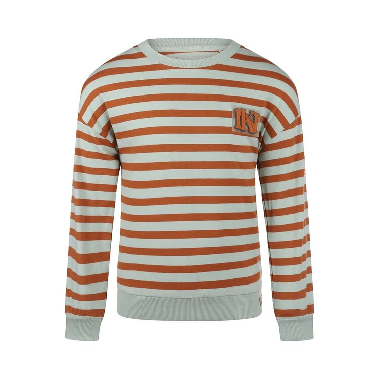 Koko Noko boys sweatshirt mint green cognac striped | R50816-37