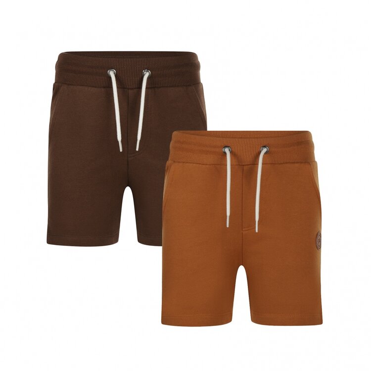 Koko Noko jongens 2 pack jogging shorts bruin donkerbruin | R50867-37