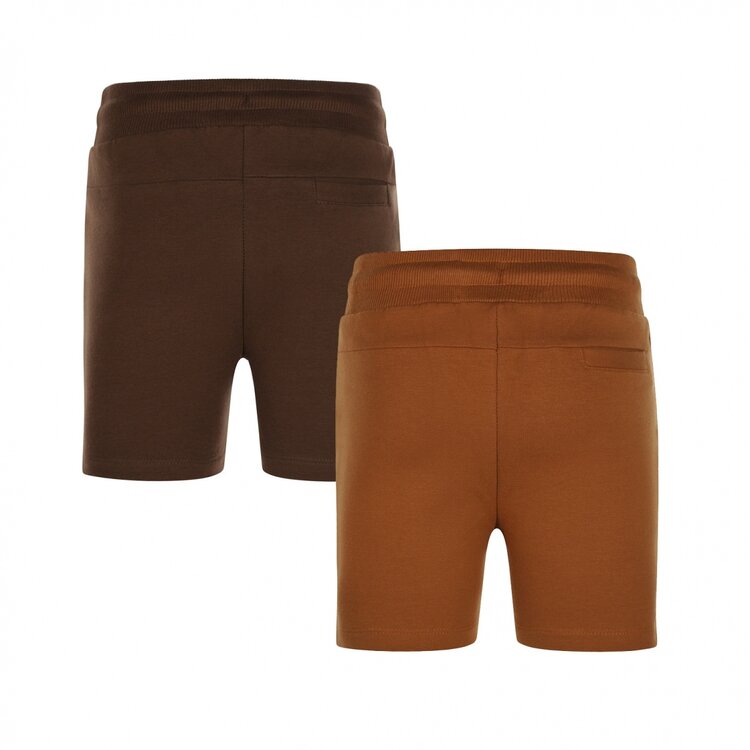 Koko Noko jongens 2 pack jogging shorts bruin donkerbruin | R50867-37